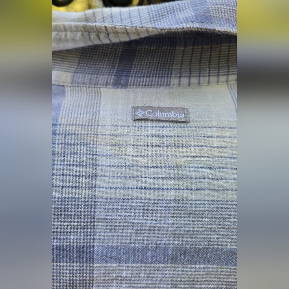 Columbia Blue&White Fitted Long Sleeve Button Down Shirt Sierra Nevada SzM - Picture 8 of 9